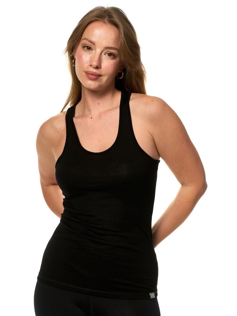 Merino.tech Merino Wool Tank Top Women - Black Racerback